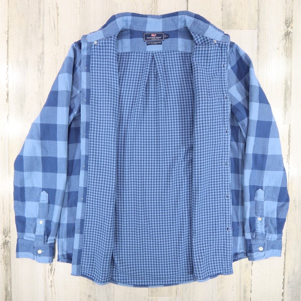 Vineyard Vines Tucker Flannel Shirt Mens Large Slim Doublecloth Buffalo Check
